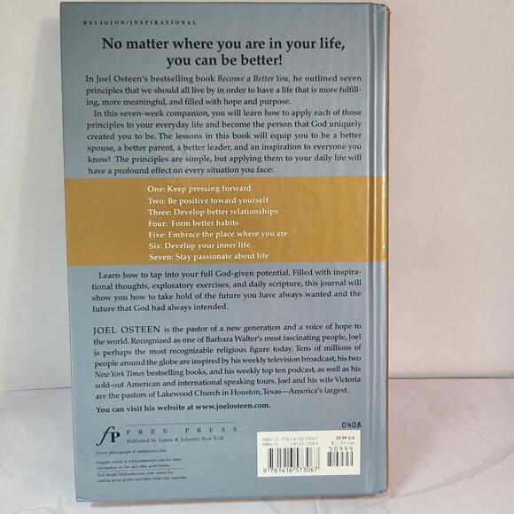 Joel Osteen Become A Better You Hardback Book with Journal - Picture 6 of 9